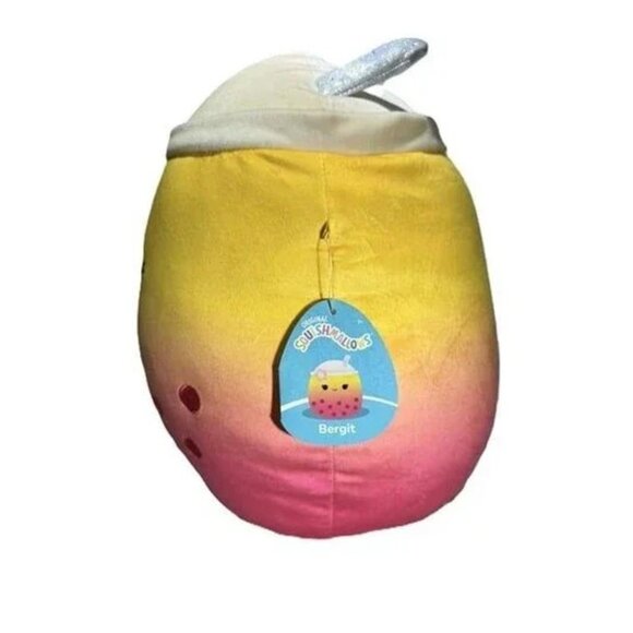 Squishmallow Bergit the Boba Tea 16 inch NEW with Tag Plush with Pink Flower - Picture 3 of 3